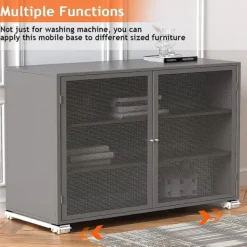 New Set med 2 tvättmaskinsunderlägg med hjul, för tvättmaskin, kylskåp, torktumlare, frys upp till 300 kg, med 24 hjul, broms, W
