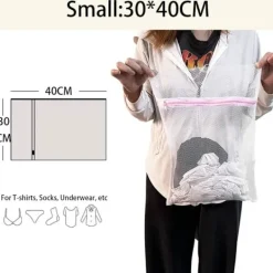 Set med 2 tvättnät för tvättmaskin, slitstarka tvättpåsar med dragkedja, resetvättnät (30x40cm)