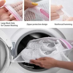 Set med 2 tvättnät för tvättmaskin, slitstarka tvättpåsar med dragkedja, resetvättnät (30x40cm)