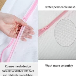 Set med 2 tvättnät för tvättmaskin, slitstarka tvättpåsar med dragkedja, resetvättnät (30x40cm)