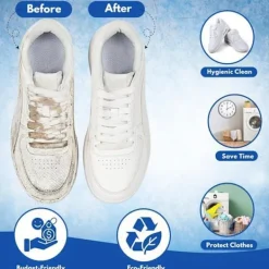 Discount Set med 2 tvättpåsar för skotvätt med dragkedja och återanvändbara nätpåsar för rengöring (gul)