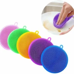 Best SiliCone-svamp - 5-pack flerfärgade antibakteriella kökssvampar för rengöring av köksredskap för grönsaker, frukt, livsmedelskvalitet SiliC
