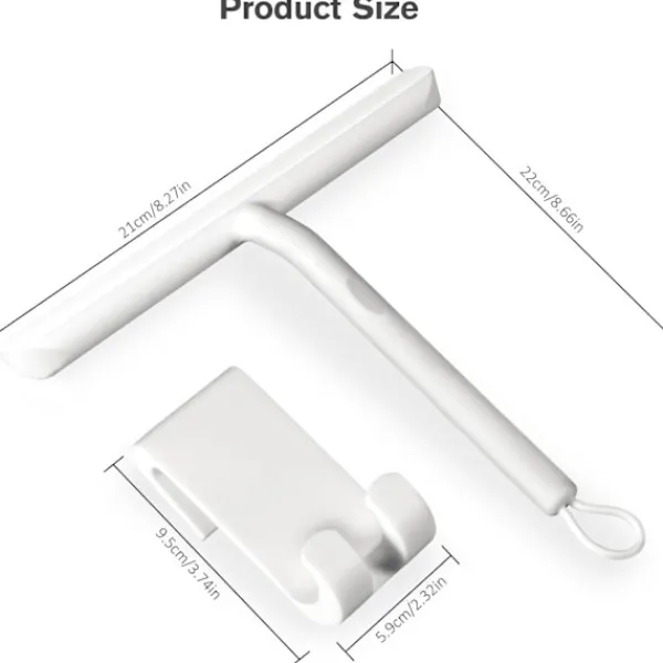 Best Silikon Duschskrapa med Hållare, Rengör Glasskärmar och Badrumsspeglar, 21 cm, Vit