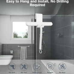 Best Silikon Duschskrapa med Hållare, Rengör Glasskärmar och Badrumsspeglar, 21 cm, Vit