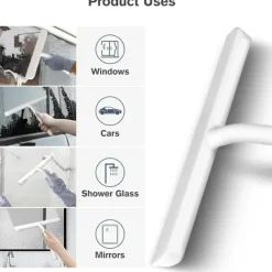 Best Silikon Duschskrapa med Hållare, Rengör Glasskärmar och Badrumsspeglar, 21 cm, Vit