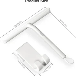 Outlet Silikon Duschskrapa med Hållare, Rengör Glasskärmar och Badrumsspeglar, 21 cm, Vit