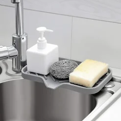 Hot Silikon Svampställ - Köksbänksorganisatör - Förvaringsbricka för Disksvamp,