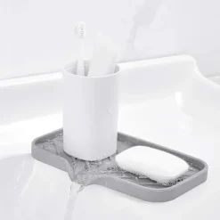 Hot Silikon Svampställ - Köksbänksorganisatör - Förvaringsbricka för Disksvamp,