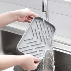 Hot Silikon Svampställ - Köksbänksorganisatör - Förvaringsbricka för Disksvamp,