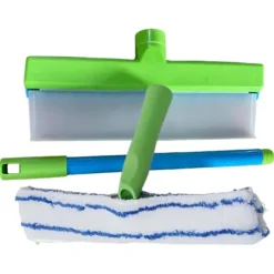 Hot Silikon Vattenblad Rengöringskit Återanvändbara Glasrengöringsverktyg med Silikonskrapa Mikrofiber Skrubber för Professionell Bilvård (FMY) Blue