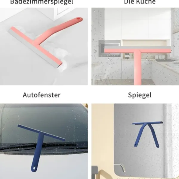 New Silikonduschskrapa, Duschskrapa för rengöring av glas, spegel, fönster, bilrutor, kök, kontor, kakel, 25 cm rosa