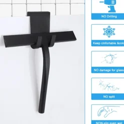 Clearance Silikonskrapa för dusch med kärna av rostfritt stål (svart)