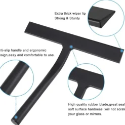 Clearance Silikonskrapa för dusch med kärna av rostfritt stål (svart)