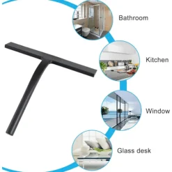 Clearance Silikonskrapa för dusch med kärna av rostfritt stål (svart)