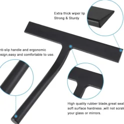 Outlet Silikonskrapa för dusch med kärna av rostfritt stål (svart)