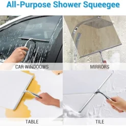 Best Silikonskrapa för dusch med sugkopp i rostfritt stål, vattenglas