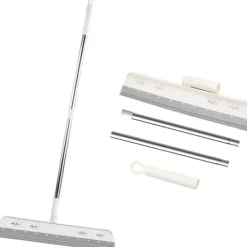 Best Silikonskrapa för golv, avtagbar skrapa för vattenrengöring, skumborste för vattenrengöring, golvskrapa med gummiteleskophandtag Dusch