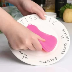 Outlet Silikonsvamp, 4 st multifunktionell kökssvamp, non-stick värmebeständig hushållsrengöringsborste, idealisk för disk, kastrull, grönsaker, frukt