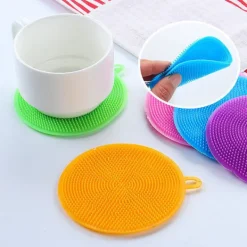 Silikonsvamp, antibakteriell, repfri diskborste, skrubbsvamp, grytunderlägg, mångsidiga svampar för rengöring av grönsaker, kök