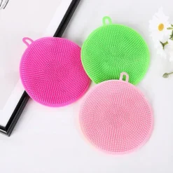 Silikonsvamp, antibakteriell, repfri diskborste, skrubbsvamp, grytunderlägg, mångsidiga svampar för rengöring av grönsaker, kök