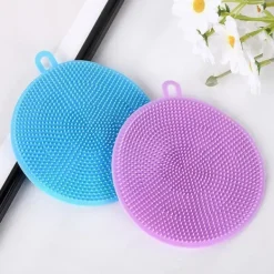 Silikonsvamp, antibakteriell, repfri diskborste, skrubbsvamp, grytunderlägg, mångsidiga svampar för rengöring av grönsaker, kök
