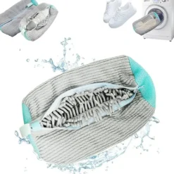 Online Skotvättpåse i bomull, tvättnät med fluffiga fibrer, tar enkelt bort smuts, anti-deformation 2pc Yellow