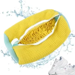 Online Skotvättpåse i bomull, tvättnät med fluffiga fibrer, tar enkelt bort smuts, anti-deformation 2pc Yellow