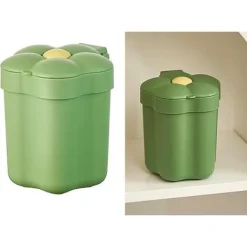 Clearance HAIKOU CHENQI Skrivbords papperskorg, Dekoration för soffbord, Återvinningskärl i plast, Papperskorg med lock i blomform, För sovrum, 1 st