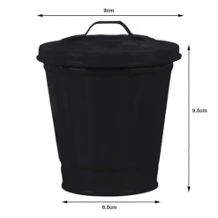 Online Skrivbords papperskorg med lock, hinkform, läckagesäker skräpförvaring, belagd soptunna med stor öppning - dwdz One Size Black