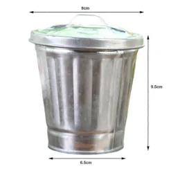 Sale Skrivbords papperskorg med lock, hinkform, läckagesäker skräpförvaring, belagd soptunna med stor öppning - dwdz One size Silver