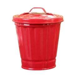 Best Skrivbords papperskorg med lock, hinkform, läckagesäker skräpförvaring, belagd soptunna med stor öppning - dwdz One size Red