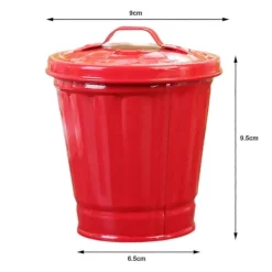Best Skrivbords papperskorg med lock, hinkform, läckagesäker skräpförvaring, belagd soptunna med stor öppning - dwdz One size Red