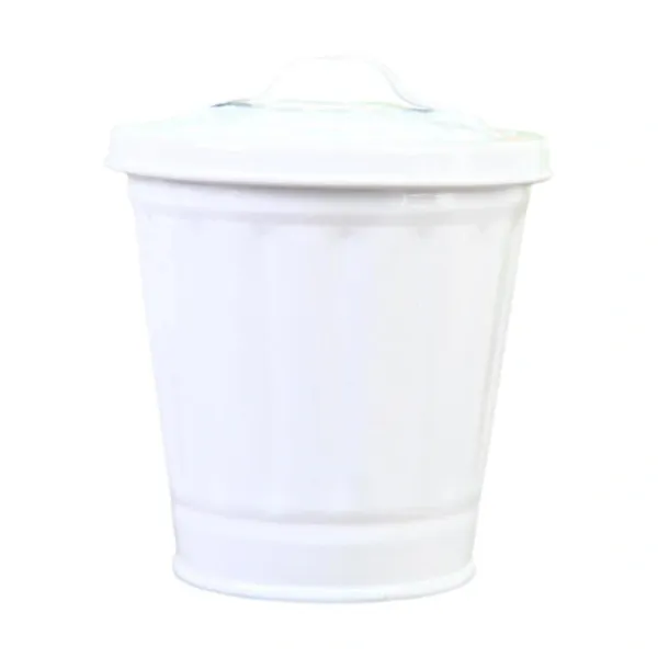 Hot Skrivbords papperskorg med lock, hinkform, läckagesäker, stor öppning, soptunna BY Vit One Size