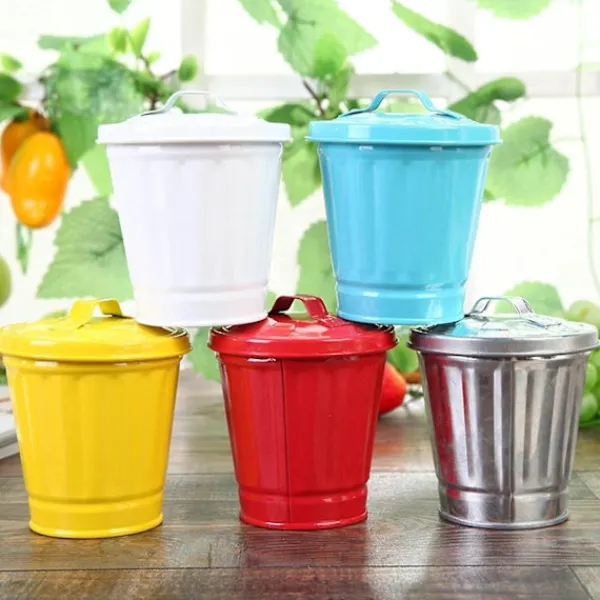 Hot Skrivbords papperskorg med lock, hinkform, läckagesäker, stor öppning, soptunna BY Vit One Size