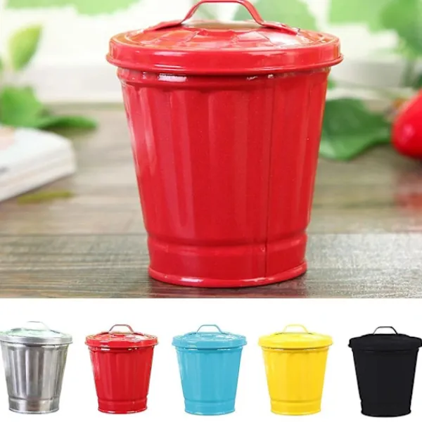 Hot Skrivbords papperskorg med lock, hinkform, läckagesäker, stor öppning, soptunna BY Vit One Size