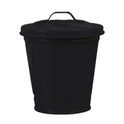 Clearance Skrivbords papperskorg med lock, hinkform, läckagesäker skräpförvaring, belagd soptunna med stor öppning - dwdz Svart En Storlek