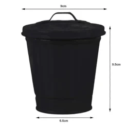 Clearance Skrivbords papperskorg med lock, hinkform, läckagesäker skräpförvaring, belagd soptunna med stor öppning - dwdz Svart En Storlek