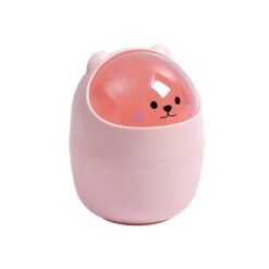 Outlet Skrivbords papperskorg, mini bänkskiva förvaringsbehållare för skräp, söt björnformad papperskorg 4L, rosa, 28x15,5 cm