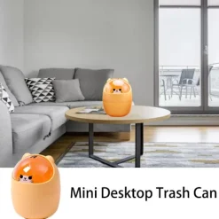 Outlet Skrivbords papperskorg, mini bänkskiva förvaringsbehållare för skräp, söt björnformad papperskorg 4L, rosa, 28x15,5 cm