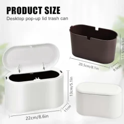Clearance Skrivbords papperskorg, papperskorg för skrivbord med lock och 4 rullar soppåsar, bärbar papperskorg, mini soptunna [CO]