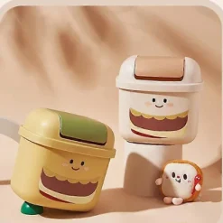 Skrivbords papperskorg, plast soptunna med lock, söt papperskorg för skrivbord, bänkskiva, liten papperskorg, soptunna för skrivbord, soptunna med lock | Fyndiq