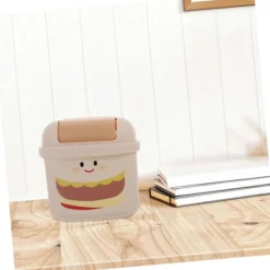 Skrivbords papperskorg, plast soptunna med lock, söt papperskorg för skrivbord, bänkskiva, liten papperskorg, soptunna för skrivbord, soptunna med lock | Fyndiq