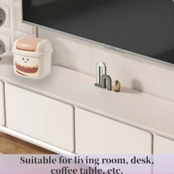 Hot Skrivbords papperskorg Söt Kontorsavfall Papperskorg Kreativa Förvaringskorgar Vardagsrum Sovrum Papperskorg Hushålls Sopkorg med Lock (Gul)