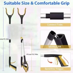 New Skräpplockare, KY-Tech 81 cm skräpplockare för vuxna, hopfällbar gripare med magnet, hjälpmedel för funktionshindrade Orange