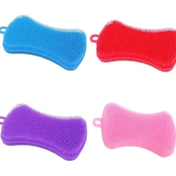 Hot Skrubber Silikonsvamp Multipurpose Silikonskurdyna Diskborste Badrum Frukt Grönsaksskrubber Kökstillbehör 4st