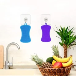 Hot Skrubber Silikonsvamp Multipurpose Silikonskurdyna Diskborste Badrum Frukt Grönsaksskrubber Kökstillbehör 4st