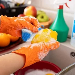 Hot Skrubber Silikonsvamp Multipurpose Silikonskurdyna Diskborste Badrum Frukt Grönsaksskrubber Kökstillbehör 4st