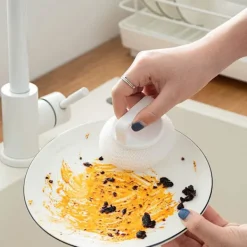 Hot Skrubbsvamp med handtag, rostfritt ståltrådsbollssvamp