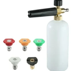 Skumkanon med 1/4" snabbkoppling, 1 liter, 5 munstycksspetsar för högtryckstvätt.pa