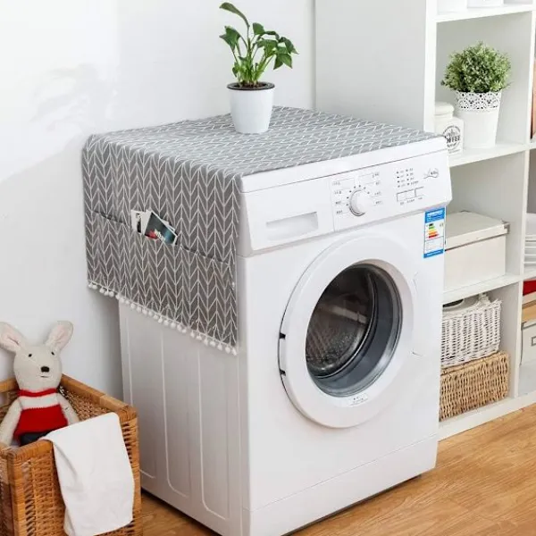Hot Skyddande tvättmaskin kylskåp Universal frontmatad tvättmaskin torktumlare Vattentätt grått pilmönster 55 x 130cm